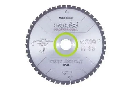 METABO 628445000 – Hoja de sierra CordLess Cut Professional 216×30 mm dientes 48 WZ 5° negativo