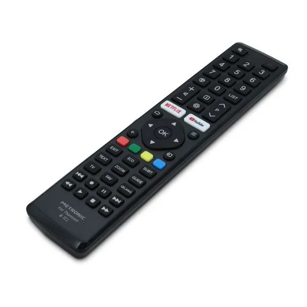 Metronic 495349 – Mando a Distancia infrarrojo ergonómico para TV (LCD, LED, Plasma) Compatible Smart TV Thomson y TCL, Teclas Netflix y Youtube