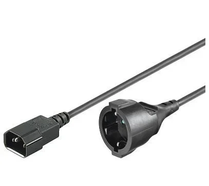 Microconnect PE130100 – Cable (1 m, Male connector / Female connector, C14 acoplador, 250 V, Negro)