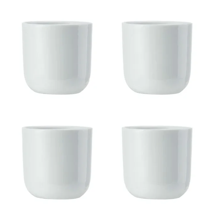 Mikasa Chalk Juego de 4 Hueveras de Porcelana, Hueveras Blancas para Mesas de Desayuno, Porta Huevos de Porcelana de 5cm, Apto para Lavavajillas y en Caja de Regalo