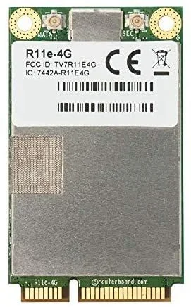Mikrotik r11e-4g 4g/lte minipci-e card with 2 x u.fl connectors for bands 3/7/20/31/41n/42/43