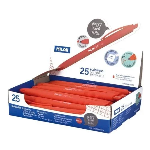 Milan 176512925 bolígrafo Rojo Bolígrafo de punta retráctil con pulsador 25 pieza(s)