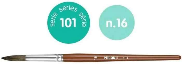 Milan pincel escolar redondo serie 101 nº 16 en bolsita c/colgador marrón