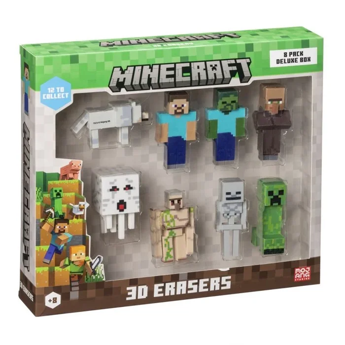 Minecraft 3d erasers – 8 pack deluxe box ver.a