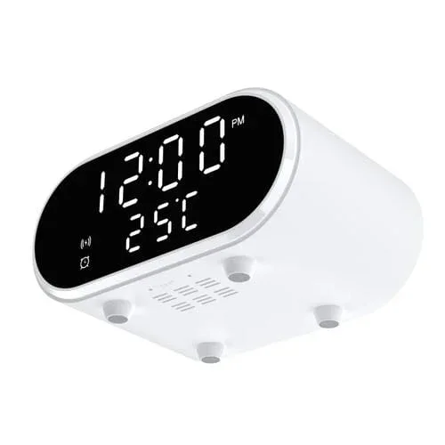 Mini Reloj Multifuncional Escritorio Cargador Inalámbrico Espejo Led 15 W (Blanco)