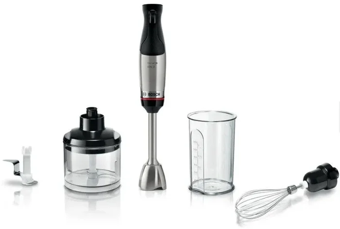 MIXEUR MULTIFONCTIONS 1000W PIED INOX MINI HACHOIR FOUET GOBELET NOIR I BOSCH – MSM6M622
