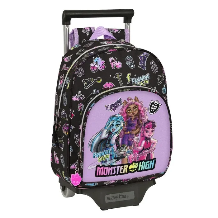 Mochila escolar con ruedas monster high creep negro 28 x 34 x 10 cm