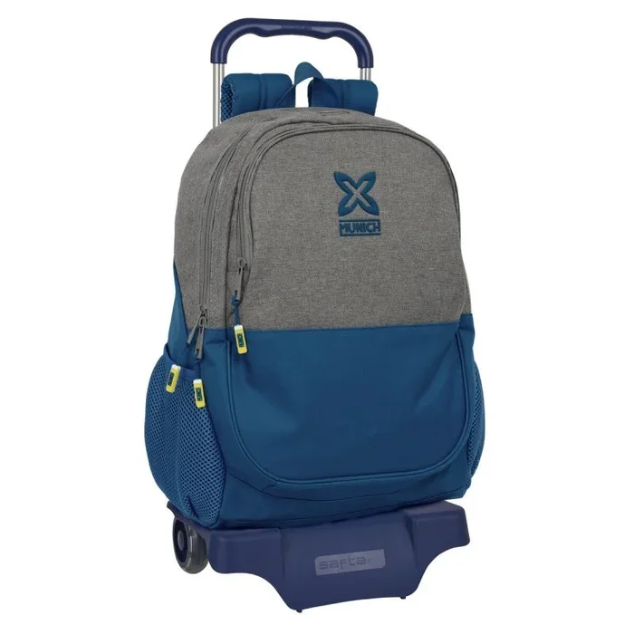 Mochila escolar con ruedas munich street azul gris 32 x 44 x 16 cm