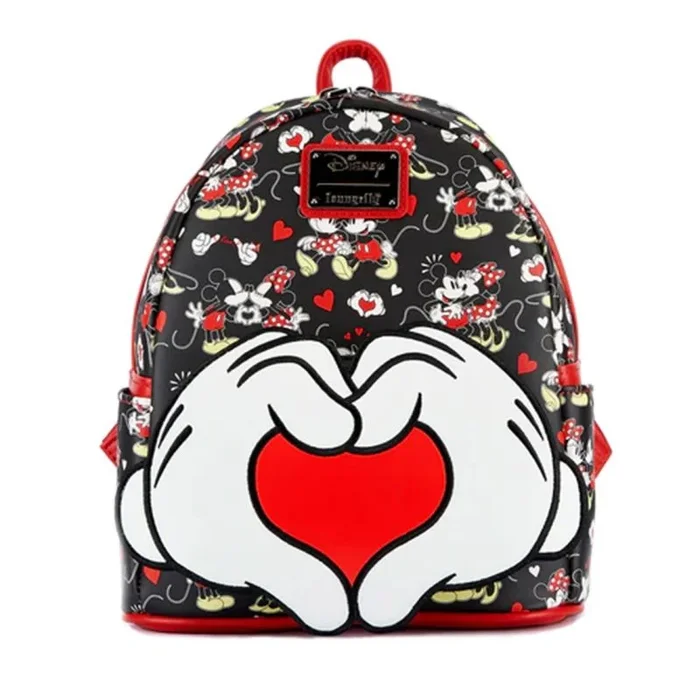 Mochila funko loungefly manos mickey y minnie forma corazon