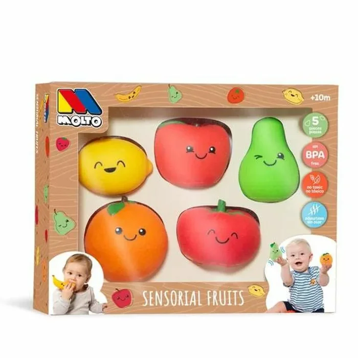MOLTO | Juego de Frutas Sensoriales Blanditas 5 Piezas – Juguete Infantil Educativo para Estimulación Sensorial – Juguete para Bebés y Niños Pequeños