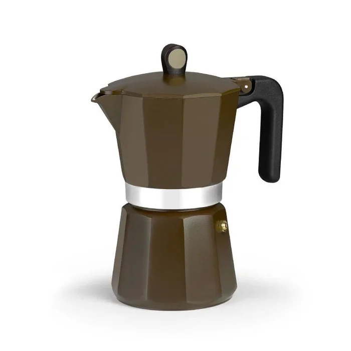 MONIX New Cream Cafetera Italiana de Aluminio, Capacidad 9 Tazas, Apta para Todo Tipo de cocinas incluida inducción