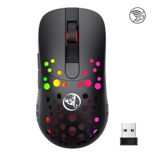 Mouse Hxsj T100 10000 DPI RGB Macro Definición Dual-Mode Inalámbrico con Cable (Negro)