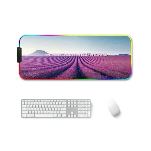 Mouse Pad Caucho F-01 Transferencia Térmica RGB Luminoso (Lavanda) 300x800x4mm