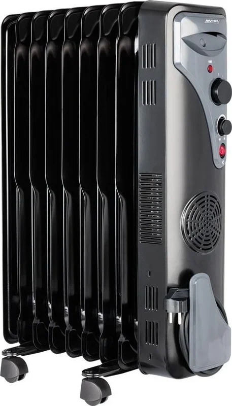 MPM MUG-17 Radiador de aceite eléctrico (2000 W, 9 aletas, 3 niveles de calor, protección antivuelco y sobrecalentamiento), color negro