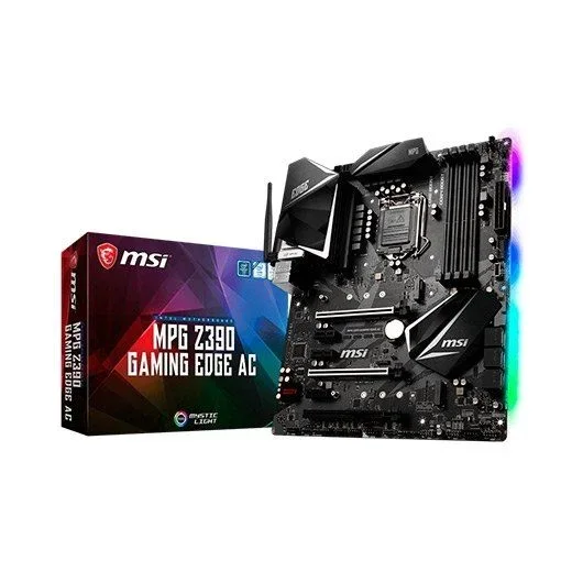 MSI MPG Z390 GAMING EDGE AC – Placa base Performance (LGA 1151, Twin Turbo M.2, Mystic Light RGB LED, 3 x PCI-E x16, Core Boost, 3 x USB 3.1 Gen2, Wireless-AC 9462, Audio Boost 4)