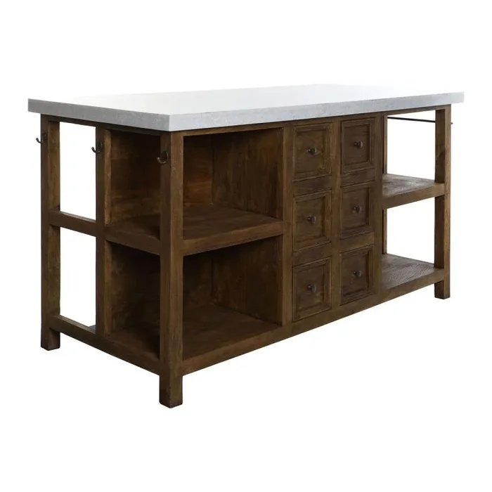 Mueble de cocina home esprit blanco marrón 168 x 76 x 92 cm