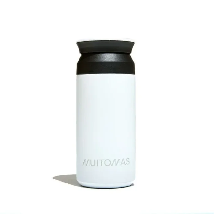 Muitomas Botella térmica de 350 ml, ligera y portátil de acero, diseño elegante con cierre hermético, color blanco