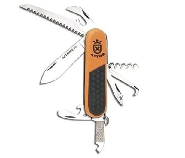 Multiusos Aitor Al-Ligator Mango en ABS, color naranja, cuenta con 6 funciones, hoja de 8 cm, 16004-N