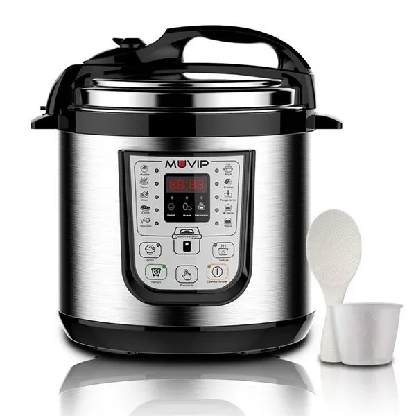 Muvip olla a presion electrica – 6 litros – 15 programas disponibles – 1000w – display led – acero inoxidable – totalmente desmontable – control de tiempo y temperatura