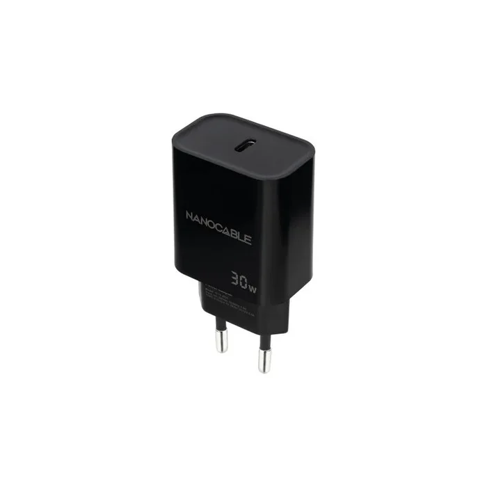 NANOCABLE 10.10.2010 – Cargador USB-C PD 30W, Carga Rápida y Compacta, Compatible con Smartphones y Tablets, Color Negro