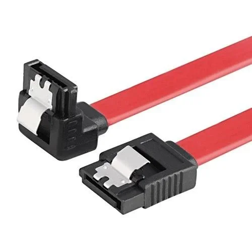 NANOCABLE 10.18.0301 – Cable SATA Datos acodado con Anclajes para Disco Duro o Dispositivos con conexión SATA, Rojo, 0.5mts