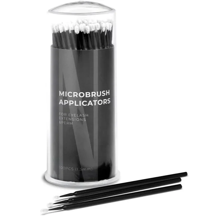 Nanolash Microaplicadores para pestañas 100 uds – Aplicadores de pestañas desechables, microcepillos para extensiones de pestañas (2,5 mm)
