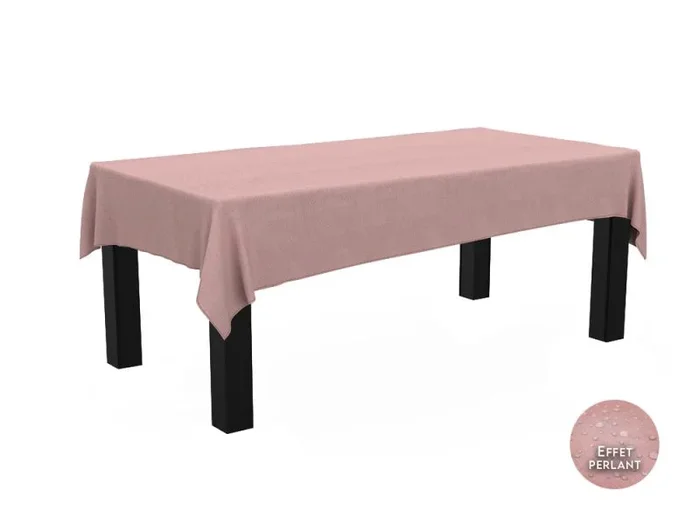 Nappe rectangulaire effet lin imperméable 260x170cm – gamme linen – coloris rose
