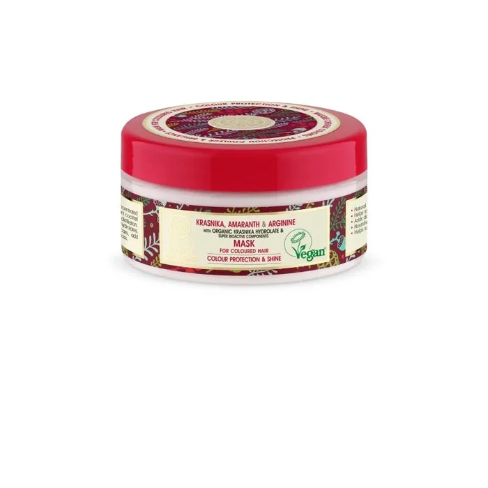 Natura Siberica Super Krasnika, amaranto y arginina. Mascarilla para cabello coloreado, 300 ml