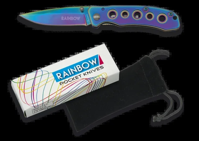 Navaja Albainox Rainbow de Titanio con Hoja de 6,8 cm de Acero Inoxidable y Funda de Terciopelo 19527
