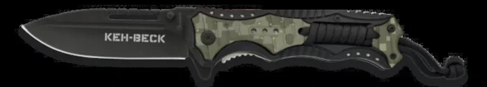 Navaja Fos Albainox KEH-BECK, mango de aluminio y ABS encordado, hoja de 9,5 cm de acero inox, camo verde
