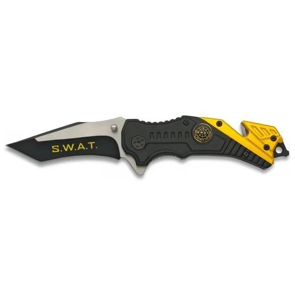Navaja Seguridad S.w.at. Martinez Albainox con Mango de Aluminio y Hoja de Acero Inox de 7.8 cm Incluye Funda Nylon, punta rompevidrio y cutter 19272