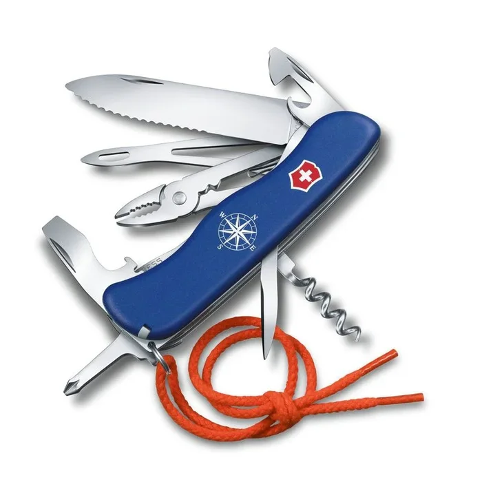 Navaja suiza de bolsillo grande Victorinox Skipper Azul 0.8593.2W con 18 funciones Incluye un cordón, más un abridor de grillete con saca anzuelos con tensador de vela