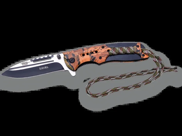 Navaja Táctica JKR con Apertura Asistida, Puño de Aluminio con Paracord y Hoja de 9 cm – JKR591.