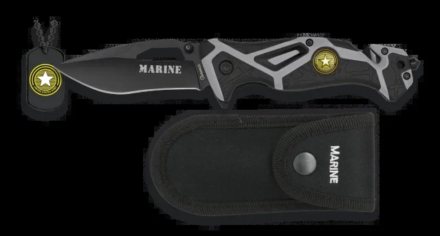 Navaja táctica Marine Albainox, hoja de 8,4 cm de acero inox, mango de aluminio, apertura FOS
