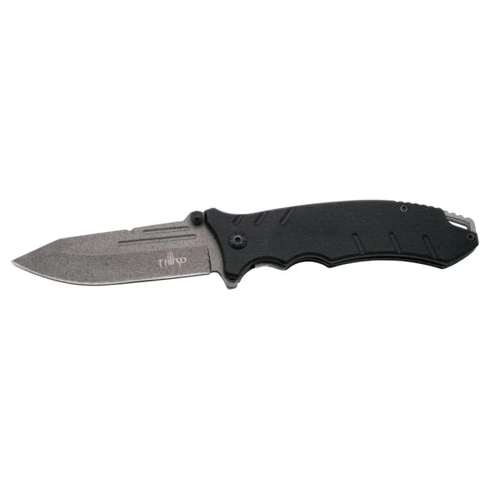 Navaja Third K2778BK, Mango de G10 Negro, Hoja de acero inox 7Cr17MoV bañada en titanio «Gun Grey» de 9,5 cm. Funda de alta calidad.