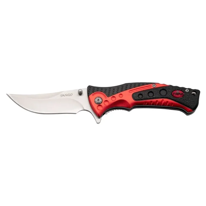 Navaja Third Tango 91072R, mango de aluminio rojo y negro, hoja de acero inox de 9 cm acabado satinado. Con clip y funda de nylon