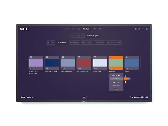NEC MultiSync P495-MPi4 Pantalla plana para señalización digital 124,5 cm (49″) IPS 700 cd / m² 4K Ultra HD Negro Procesador incorporado 24/7