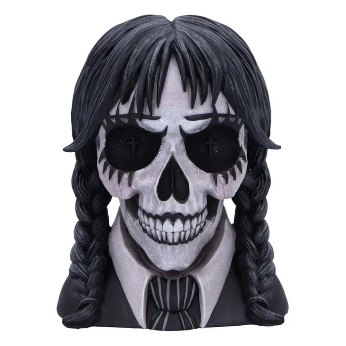 Nemesis Now Cráneo deslumbrante oscuro, esqueleto gótico, busto pintado a mano
