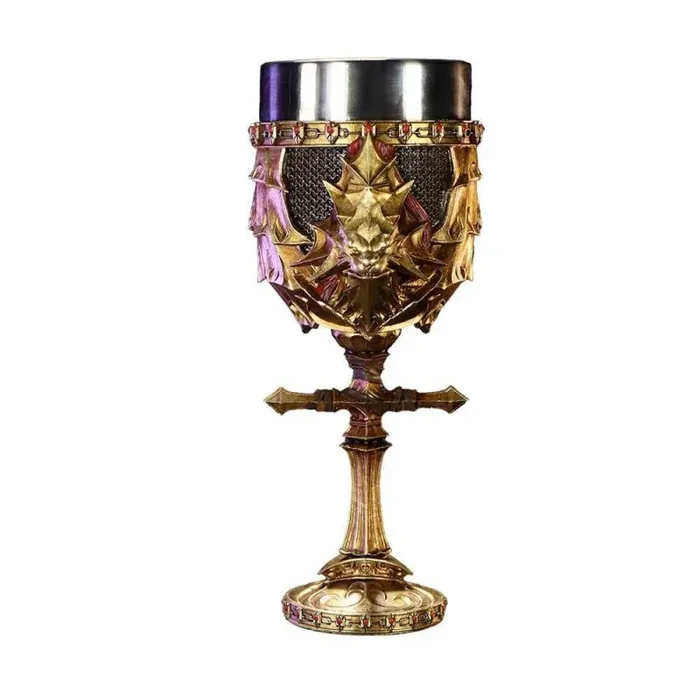 Nemesis Now Dark Souls Ornstein – Copa de 15,5 cm, resina, oro, producto oficial de Dark Souls, copa de vino Dark Souls Trilogy, inserto de acero inoxidable, fundido en la mejor resina, pintado a mano