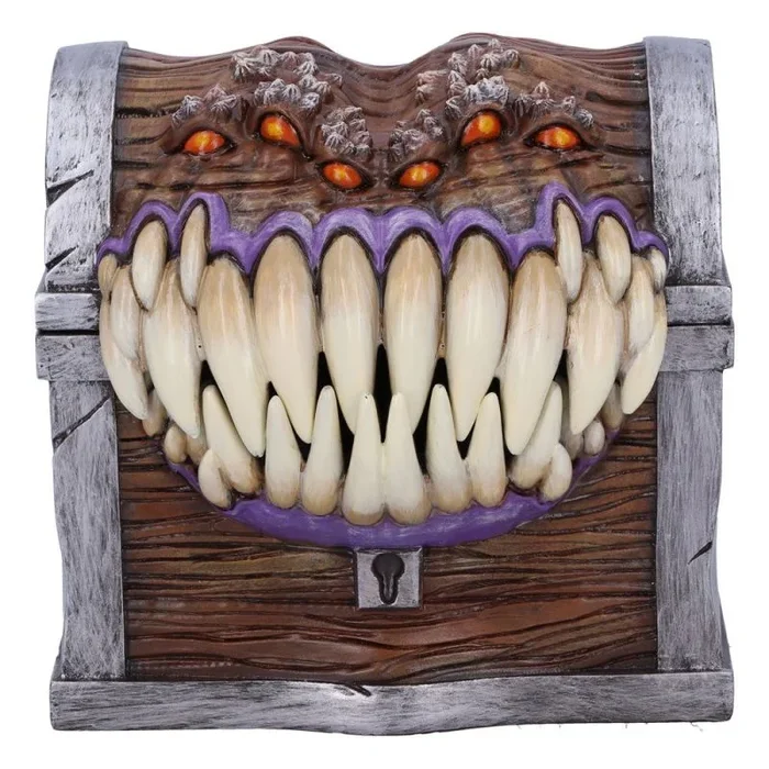 Nemesis Now Mimic Dice Box 11.3cm Caja de Almacenamiento de Dados con Licencia Oficial de Dungeons & Dragons, Resina, marrón