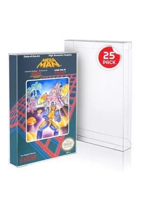 NES – Estuche de almacenamiento para juegos compatible con Nintendo NES Game Box – Fundas PET NES de 0,35 mm para Super Mario Bros, Zelda, Duck Hunt, Contra, Metroid (paquete de 25)