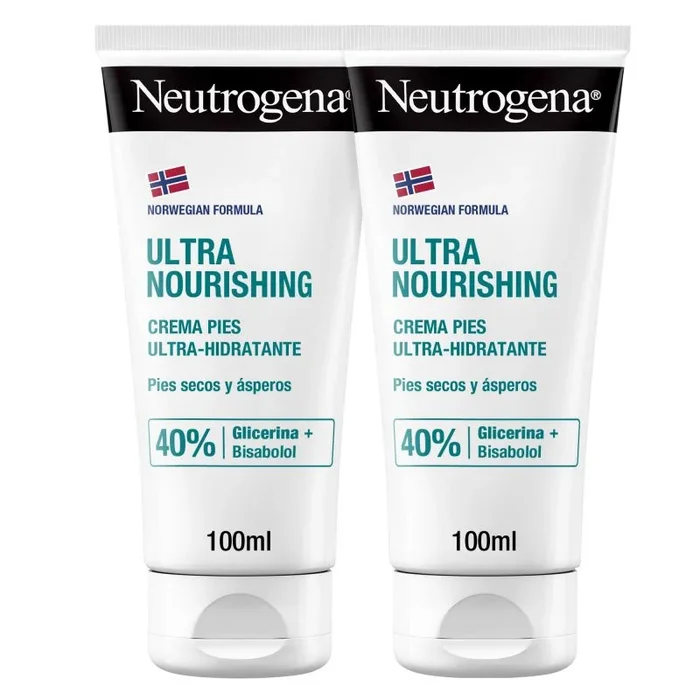 Neutrogena Fórmula Noruega Crema de Pies Ultra Hidratante (pack de 2 x 100 ml), crema para pies secos y ásperos, crema hidratante con 40% Glicerina y Bisabolol