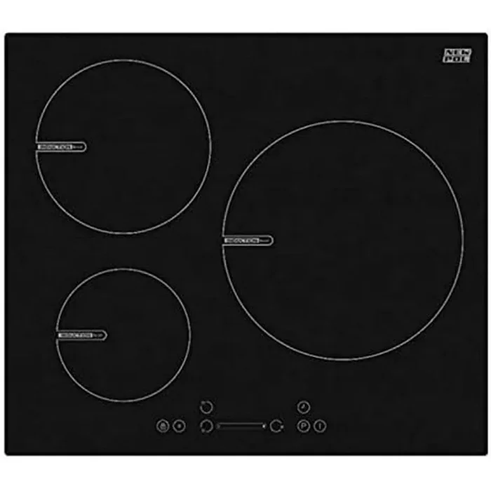 New Pol Encimera de Inducción 3 Fuegos, Slider, Temporizador, Big Zone, 29 cm
