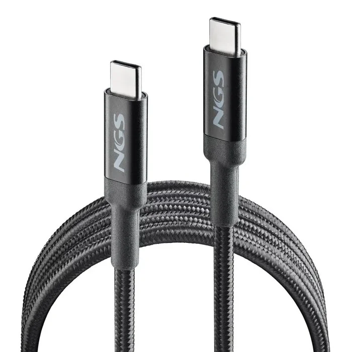 NGS KNOT 65W-3 – Cable USB C a USB C de 3m, Carga Rápida 65W, Transferencia de Datos 480 Mbps, Alta Durabilidad, Ideal para Móviles, Tablets y Portátiles