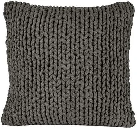 nielsen HOME Funda de cojín Marlin de Punto Grueso, 50 x 50 cm, Gris Antiguo, 100% algodón, de Punto, Oeko-Tex, de Punto Grueso, Acogedor cojín Elegante a la Moda, Decorativo, de sofá