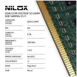 Nilox NXS8L1600M1C11 módulo de memoria 8 GB 1 x 8 GB DDR3L 1600 MHz