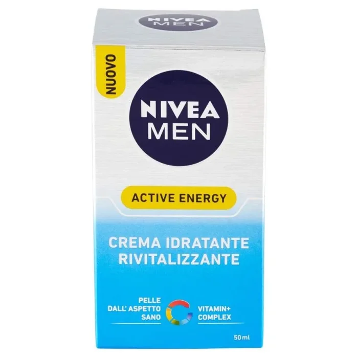 NIVEA MEN Active Energy Crema Facial Hidratante Anticansancio (1 x 50 ml), crema para hombres con cafeína y guaraná, crema hidratante para reducir los signos del cansancio