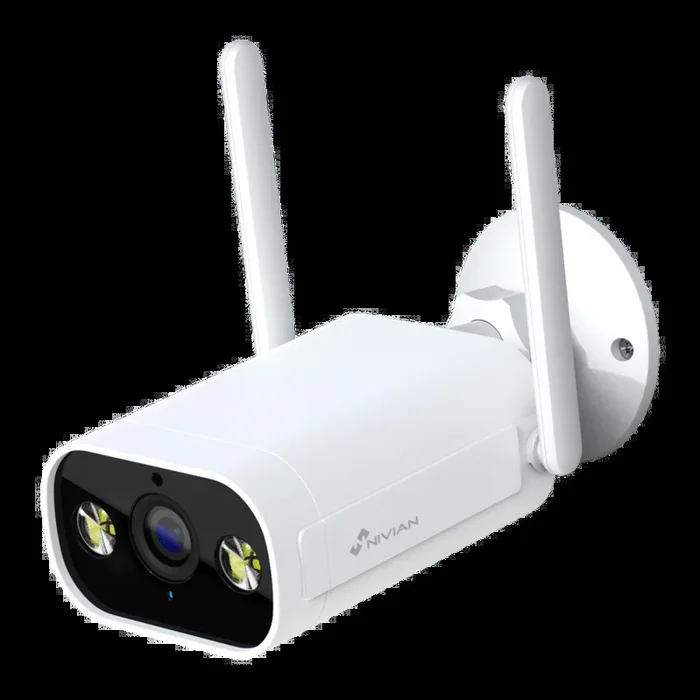 Nivian Smart Cámara de seguridad IP 2K con Wifi 2.4 GHz Apta para exterior | IR hasta 10 m Luz blanca / Detección de personas Grabación en tarjeta MicroSD o Cloud Compatible TUYA Smart / Google / Alexa