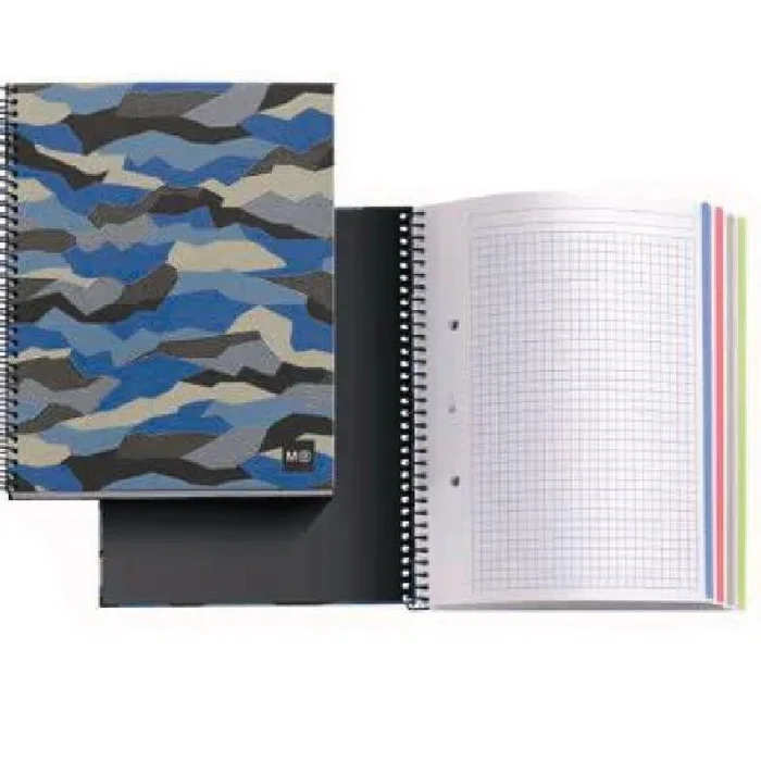 Notebook 4 miquel rius 46398 hard rocks mr – a4 – 140 hojas 70g/m2 – 35 hojas por color – cuadricula 5*5 – cubiertas carton forrado y plastificado
