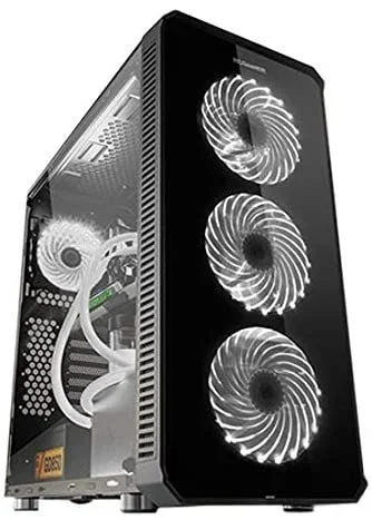 Nox Hummer TGX -NXHUMMERTGX- Caja RGB Rainbow ATX-Micro ATX-ITX, 4 ventiladores 140mm LED RGB incluidos, frontal cristal templado, espacio hasta 9 ventiladores, USB 3.0, color negro